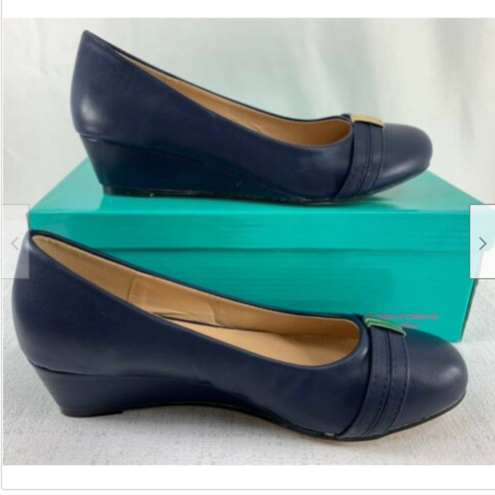 LENA LUISA Embellished-Strap Lexus Wedge Pumps